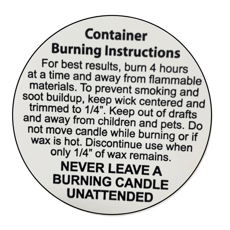 Pillar Candle Burning Instruction Labels